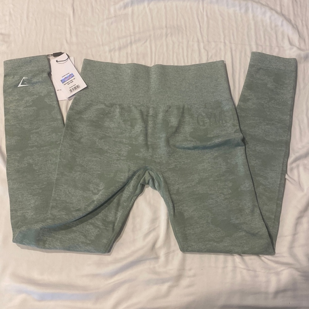 NWT Gymshark Sage Green Camo Seamless Leggings